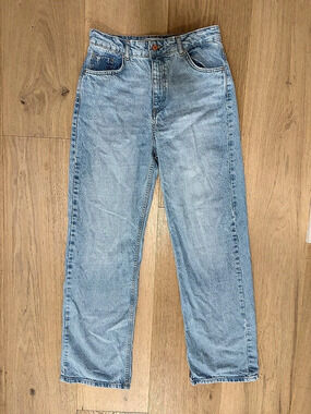 Zara Hi-Rise Straight Jeans (Z1975) light blue
